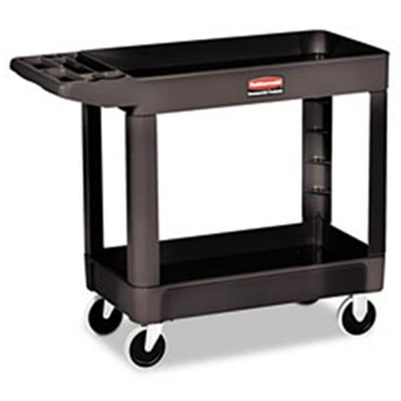 Rubbermaid Commercial Heavy-Duty Utility Cart- 2-Shelf- 500lbs- 18 x 39 x 33- Black
