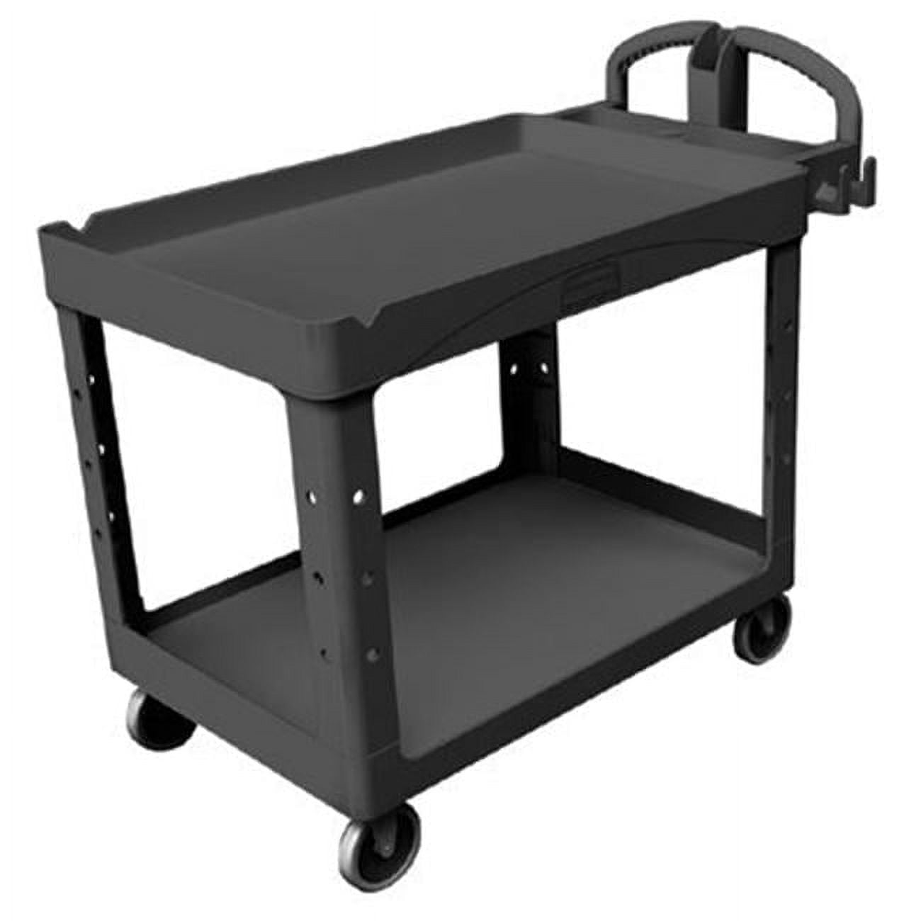 Rubbermaid Commercial Heavy-Duty Utility Cart, Two-Shelf, 25-1/4w x 54d x 39-1/4h, Black