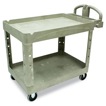 Rubbermaid Commercial Heavy-Duty Utility Cart, Two-Shelf, 25.9w x 45.2d x 32.2h, Beige -RCP452088BG