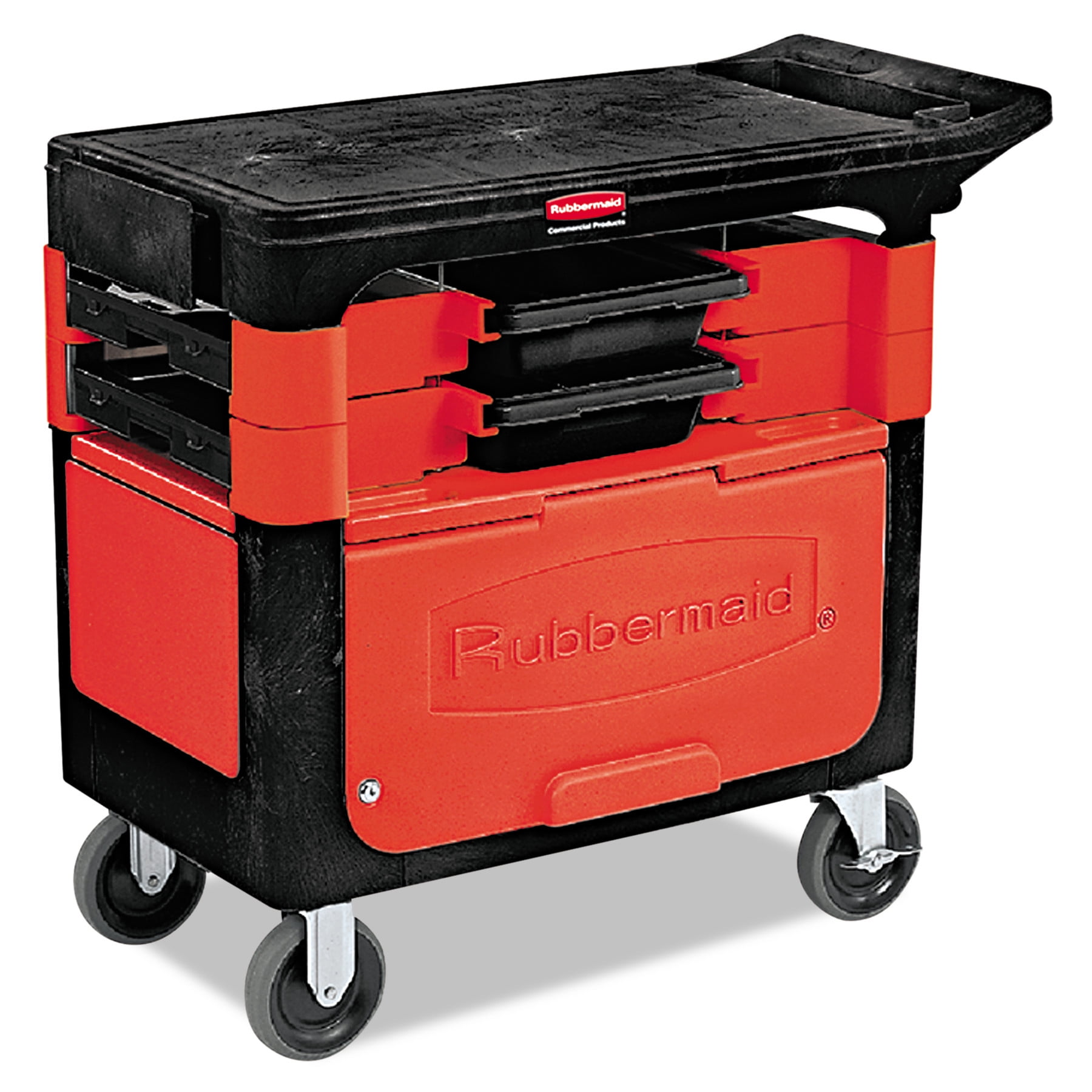 Rubbermaid Commercial Locking Trades Cart 330 lb Cap Two Shelf