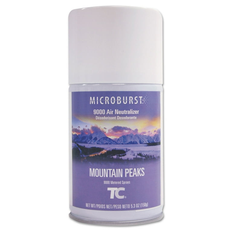 TC Microburst 9000 Air Freshener Refill, Mountain Peaks, 5.3 oz Aerosol Spray, 4/Carton TC Microburst 9000 Air Freshener Refill, Mountain Peaks, 5.3 oz Aerosol Spray, 4/Carton