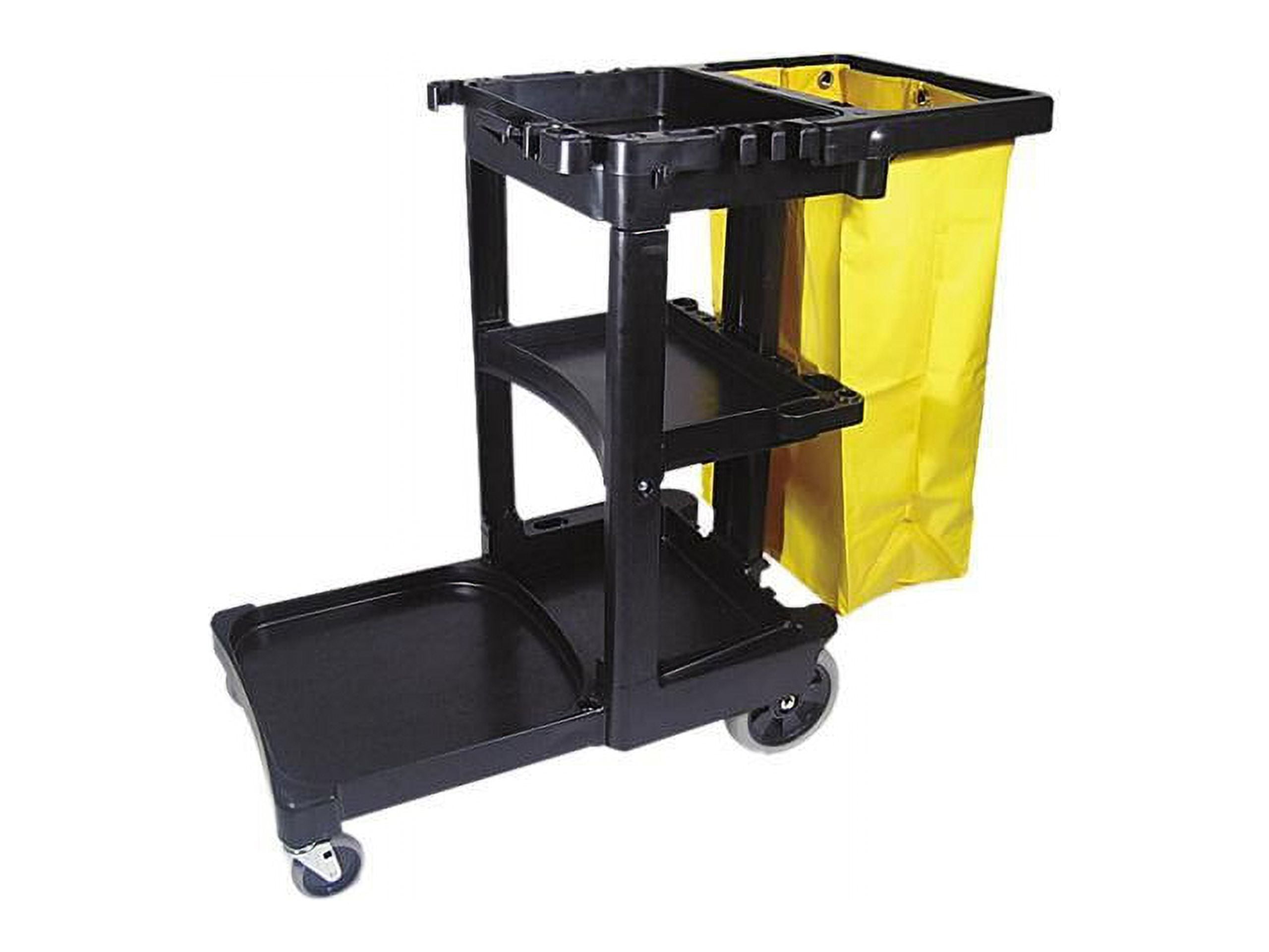 Rubbermaid Commercial Products Housekeeping Service Cart with Two Caddies,  Black 38. x 21 x 49, Utility/Service Rolling Cart with Wheels for