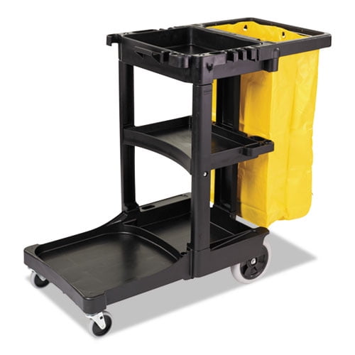 Rubbermaid Commercial Multi-Shelf Cleaning Cart Three-Shelf 21-3/4w x 46d x 38-3/8h Blue 617388BLU