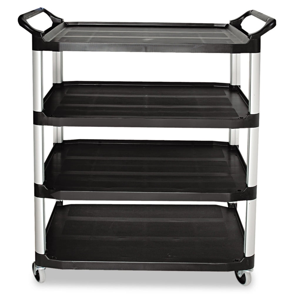 Sleek Black 4-Shelf Utility Cart with Durable Metal Frame