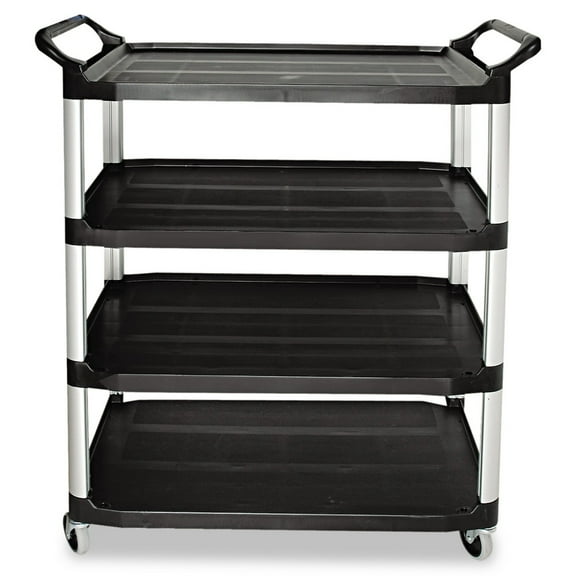 Rubbermaid Commercial Open Sided Utility Cart, Four-Shelf, 40.63 x 20 x 51, Black