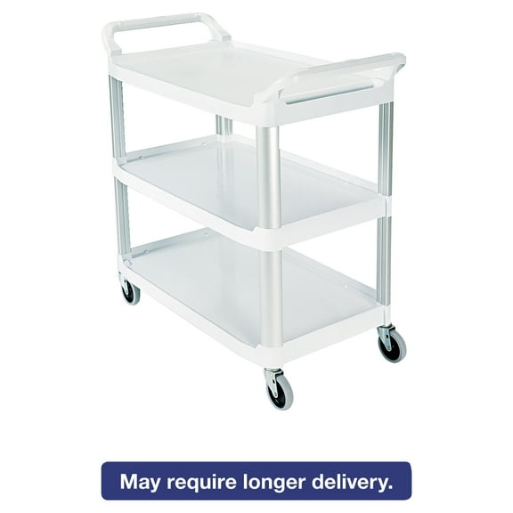 Rubbermaid Commercial Open Sided Utility Cart, Three-Shelf, 40.63w x 20d x 37.81h, Off-White -RCP409100CM