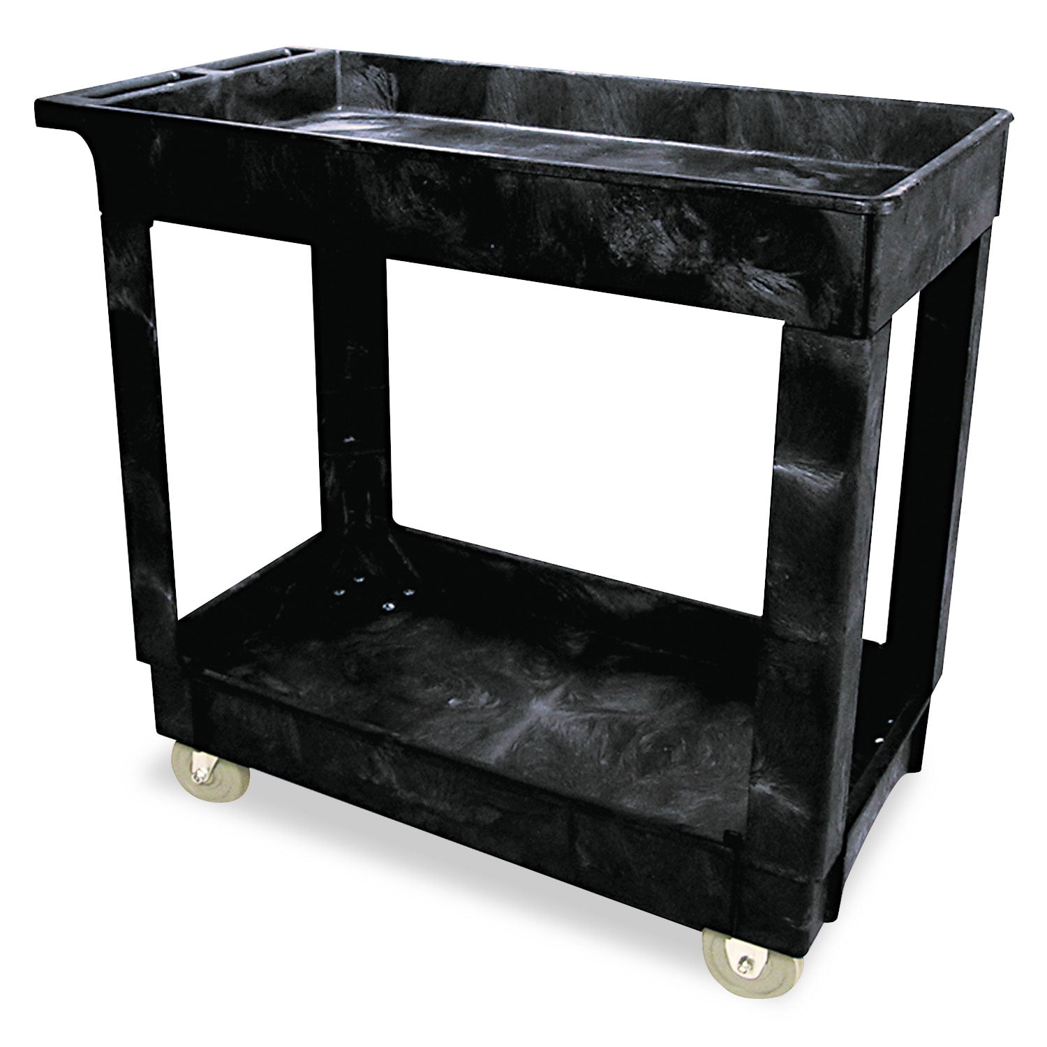 Rubbermaid Commercial Prod. Service/utility Cart, Two-shelf, 34.13w X 17.38d X 32.38h, Black