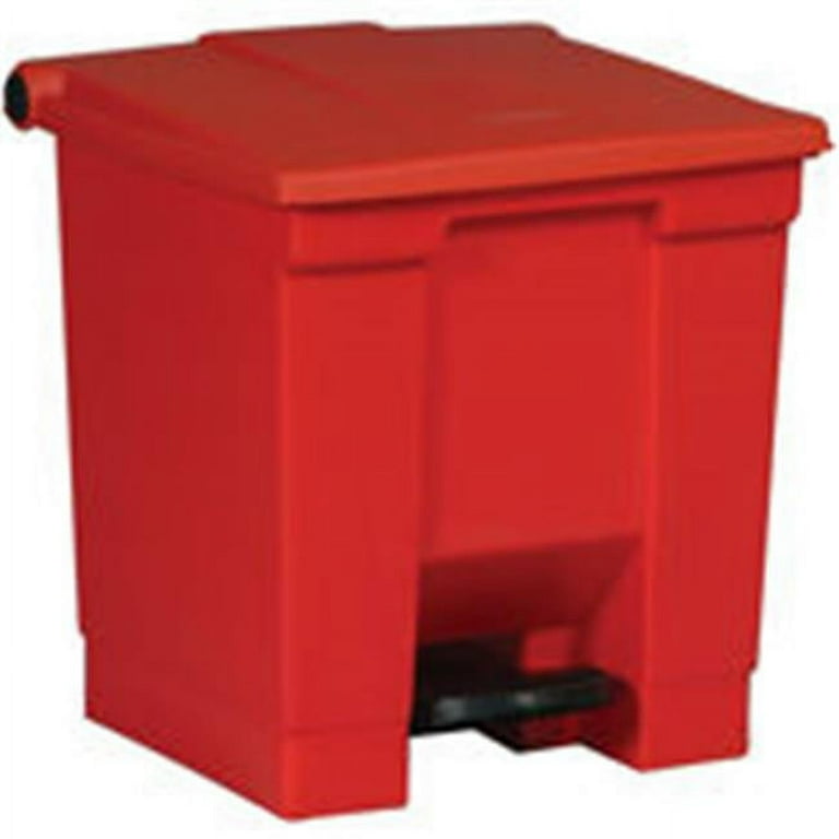Indoor Utility Step-On Waste Container, Square, Plastic, 8gal, Red Indoor Utility Step-On Waste Container, Square, Plastic, 8gal, Red