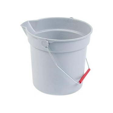 Rubbermaid Commercial Products BRUTE 10 QT Heavy-Duty Round Bucket, Gray, Janitorial, FG296300GRAY