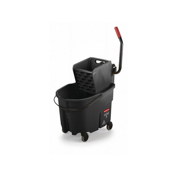 Rubbermaid Commercial WaveBrake 2.0 Bucket/Wringer Combos Side-Press 35 qt Plastic Black FG1863896