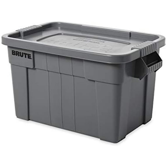 Rubbermaid Commercial Products Brute Tote Storage Container With Lid, 20- Gallon, Gray (FG9S3100GRAY)