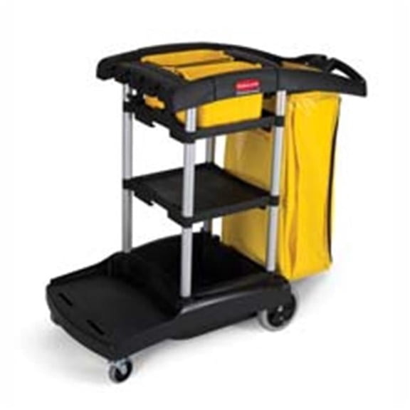 Rubbermaid Commercial Products  Cleaning Cart - Black - 21.75in x 49.75in x 38.3-10in