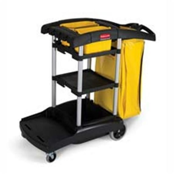 Rubbermaid Commercial Products Cleaning Cart - Black - 21.75in x 49.75in x 38.3-10in