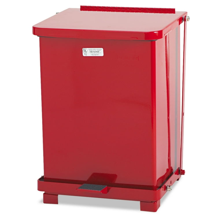Defenders Heavy-Duty Steel Step Can, 4 gal, Steel, Red Defenders Heavy-Duty Steel Step Can, 4 gal, Steel, Red