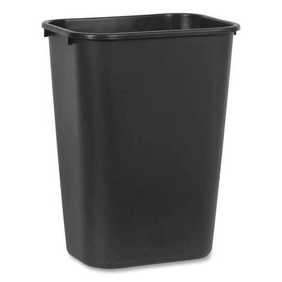 Rubbermaid Commercial Products Deskside Plastic Wastebasket, Rectangular, 10.25 Gal, Black | Bundle of 10 Each