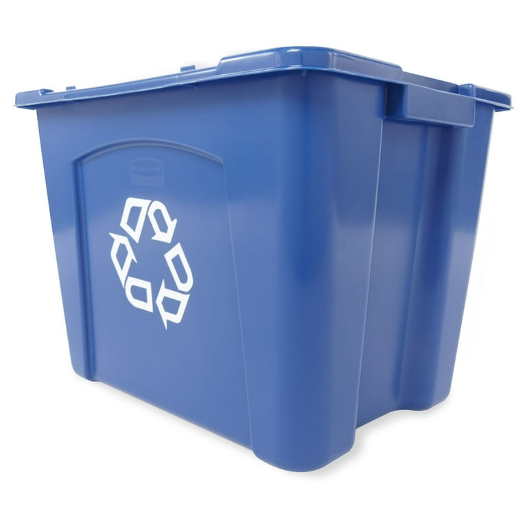 Rubbermaid 14 Gallon Stackable Outdoor Recycling Bin, Blue