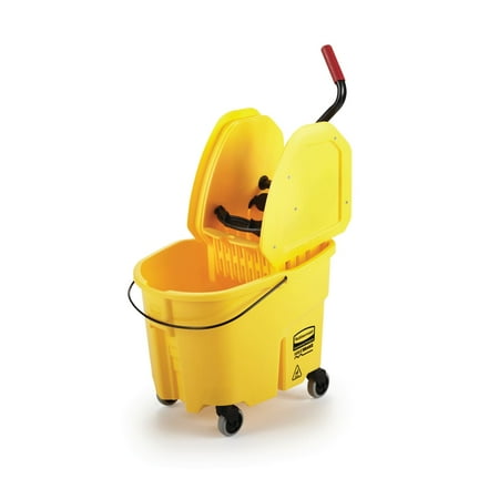 Rubbermaid Commercial Products WaveBrake 35-Quart Down Press Bucket and Wringer, Yellow