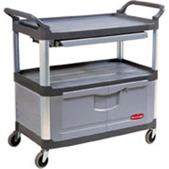 Rubbermaid Commercial Products Instrument Cart With Lockable Doors & Sliding Drawers, Gray