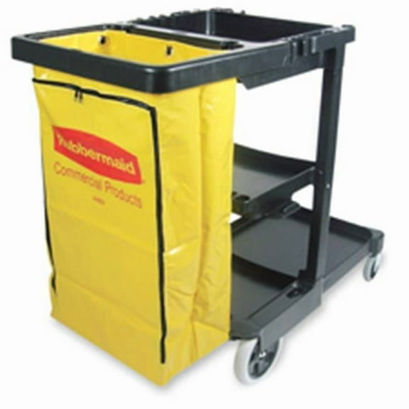 Rubbermaid Commercial Products Janitor Cart- 8in. Wheels- 4in. Casters- 21-.75in.x46in.x38-.38in.- Black