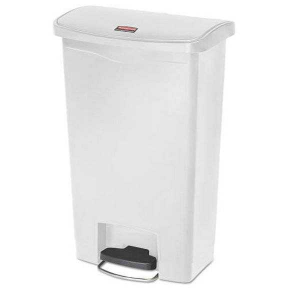 Rubbermaid Commercial Products Slim Jim Front Step Style Garbage Can, Resin, White
