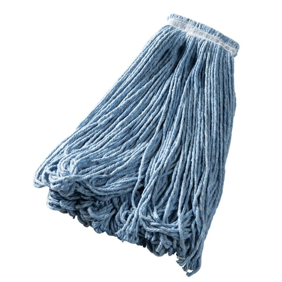 Rubbermaid Commercial Products Universal Large 24 OZ Blend Wet Mop, Universal Headband, Blue, for General Purpose Cleaning of Hard Floors Including Hardwood/Vinyl Tile/Smooth Concrete (FGE23800BL00)