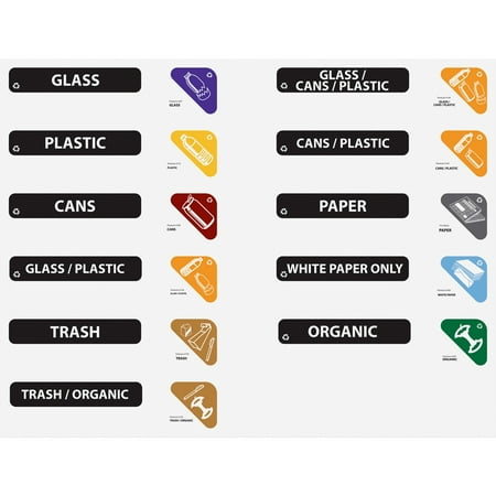 Rubbermaid Commercial, RCP1792975, Glutton Recycling Station Label Kit, 1 Each, Clear