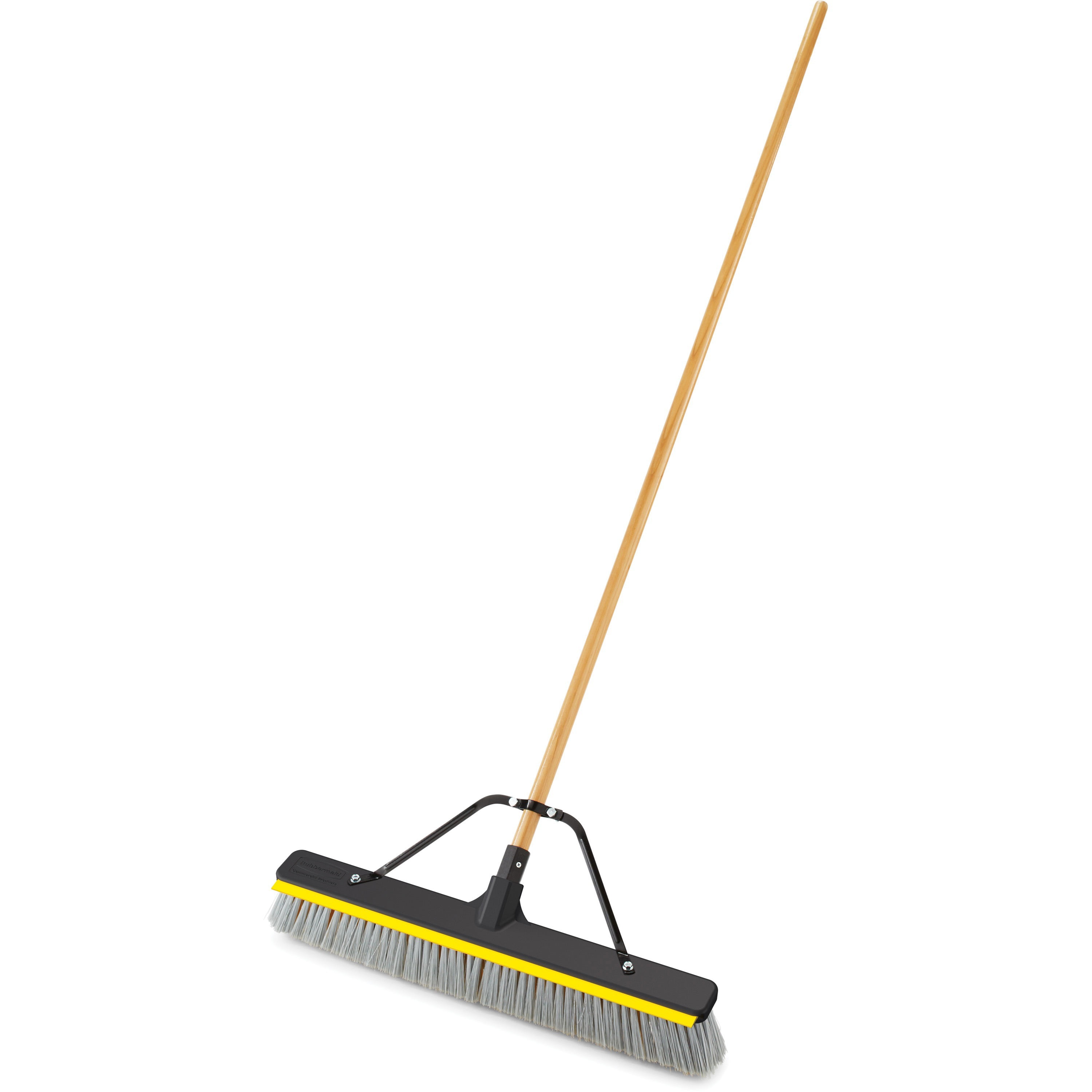 Rubbermaid Maximizer Push-to-Center Broom, 18, PVC Bristles, Yellow-Black