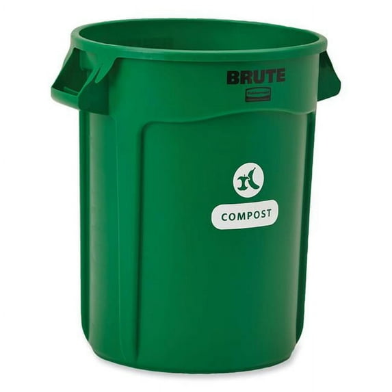 Rubbermaid Commercial RCP2060854 Vented Brute Resin Compost Can - Round - 32 gal - Green