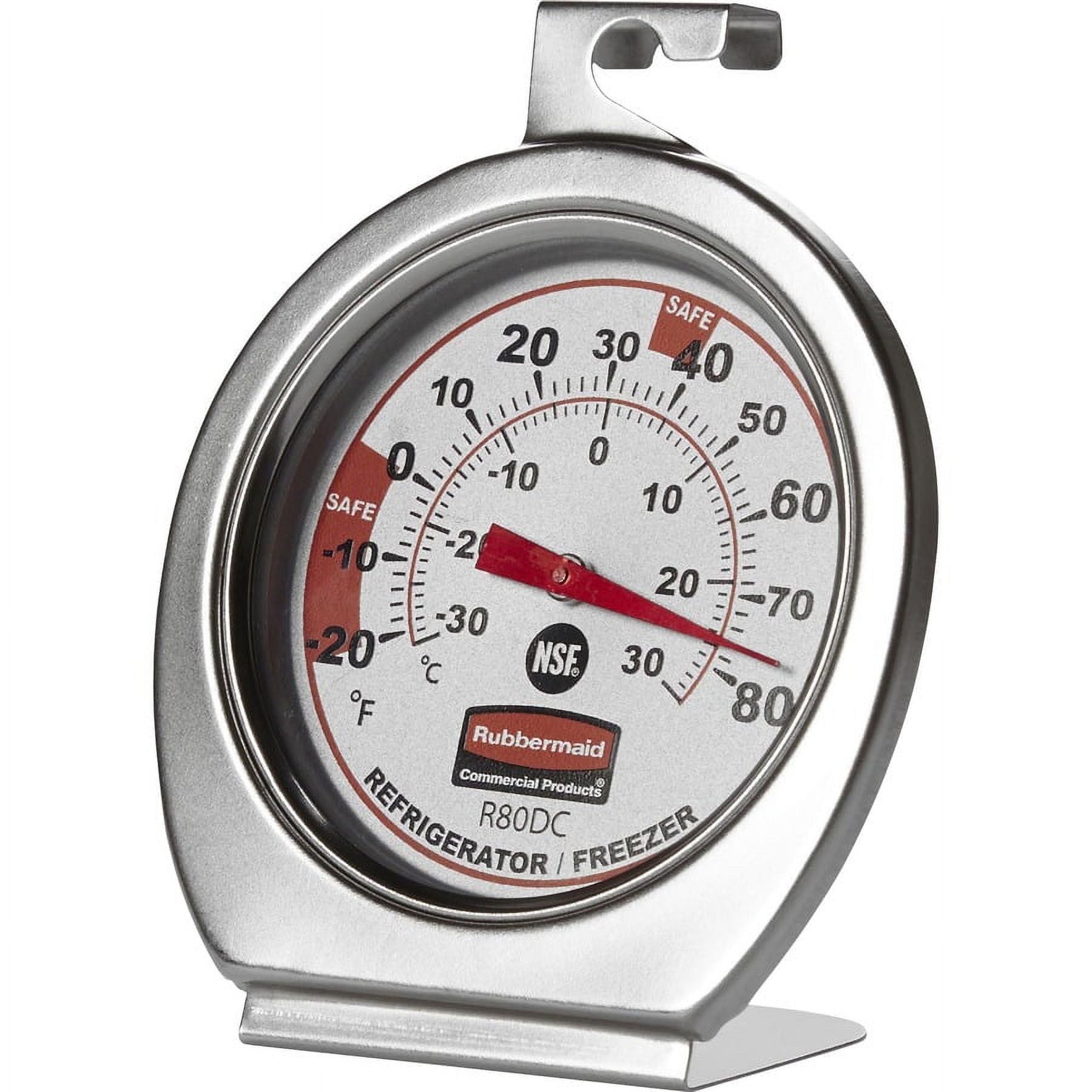 Rubbermaid Commercial Refrigerator/Freezer Thermometer - Large Display, Shatter Proof Lens - For Refrigerator/Freezer - Chrome | Bundle of 2 Each