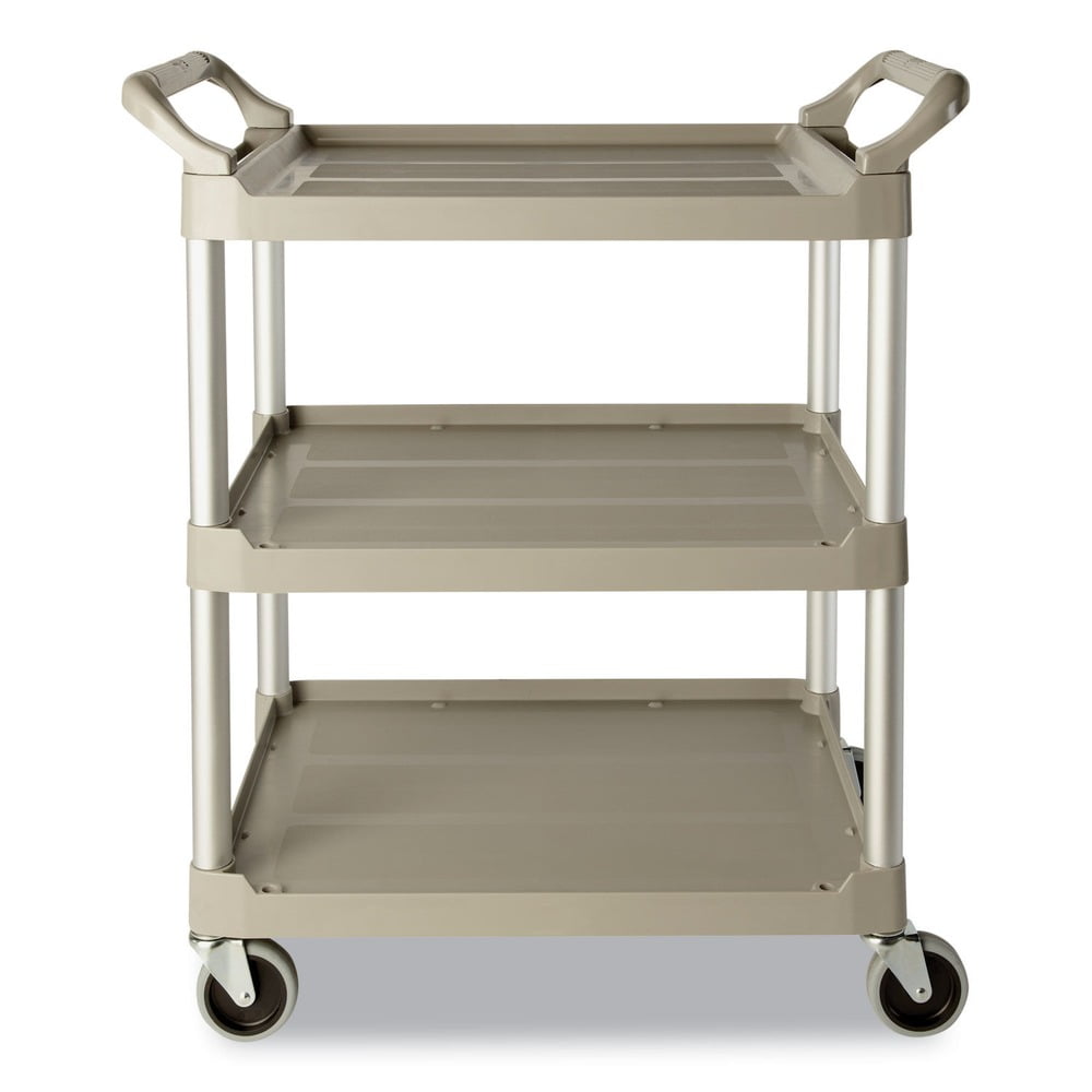 White Brushed Aluminum Three-Shelf Utility Trolley with Casters