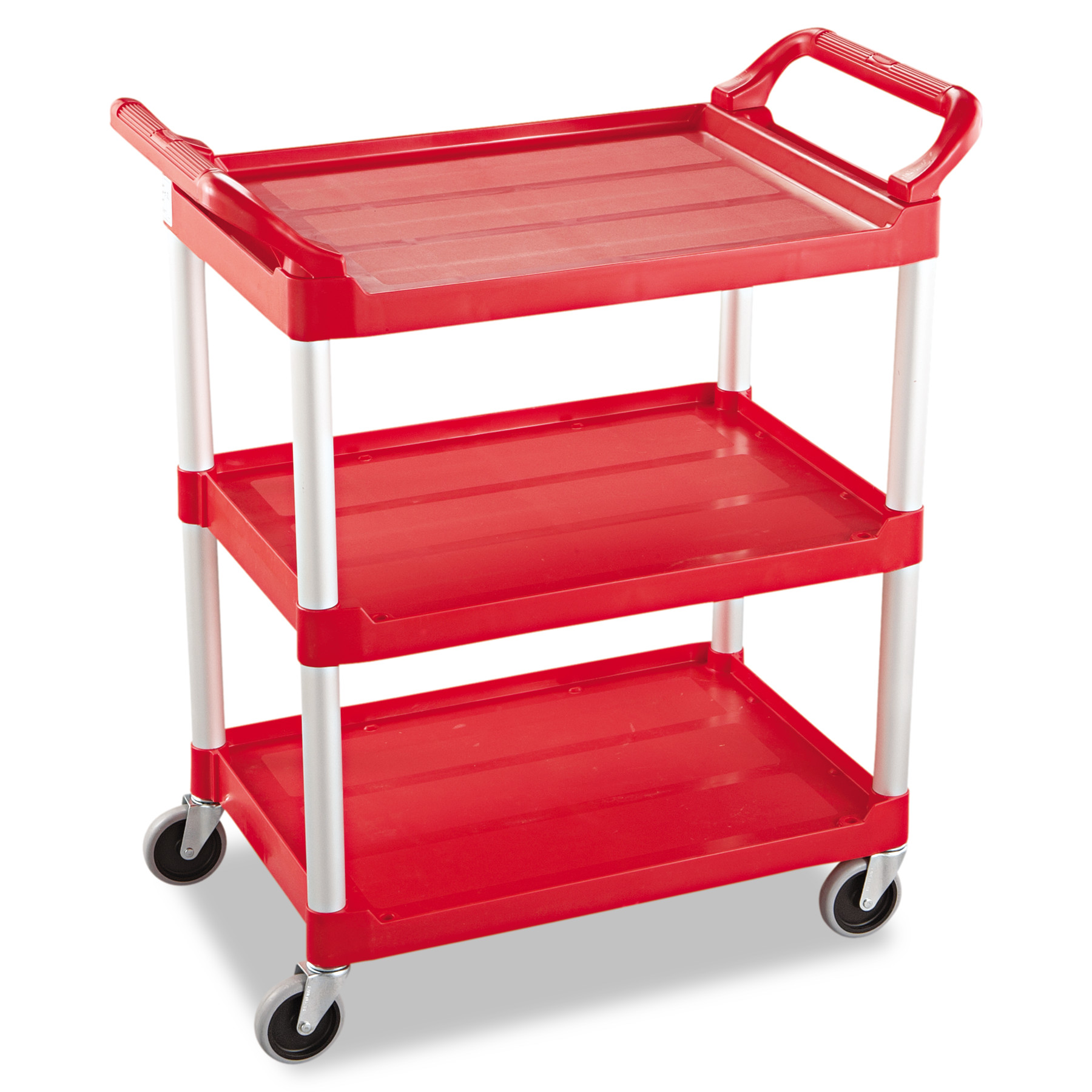 Rubbermaid Commercial Service Cart, 200-lb Capacity, Three-Shelf, 18.63w x 33.63d x 37.75h, Red -RCP342488RED - image 1 of 3