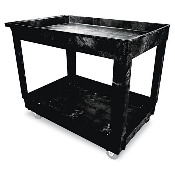 Rubbermaid Commercial Service/Utility Cart, Two-Shelf, 24w x 40d x 31.25h, Black -RCP9T6700BLA
