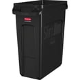 thumbnail image 1 of Rubbermaid Commercial Slim Jim 16G Vented Container 16 gal Capacity - Durable, Handle, Vented, Crush Resistant, Recyclable - 25" Height x 11" Width x 22" Depth - Black, 1 of 3