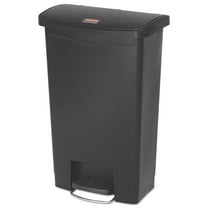 Rubbermaid Commercial Slim Jim Resin Step-On Container Front Step Style 13 gal Black 1883611