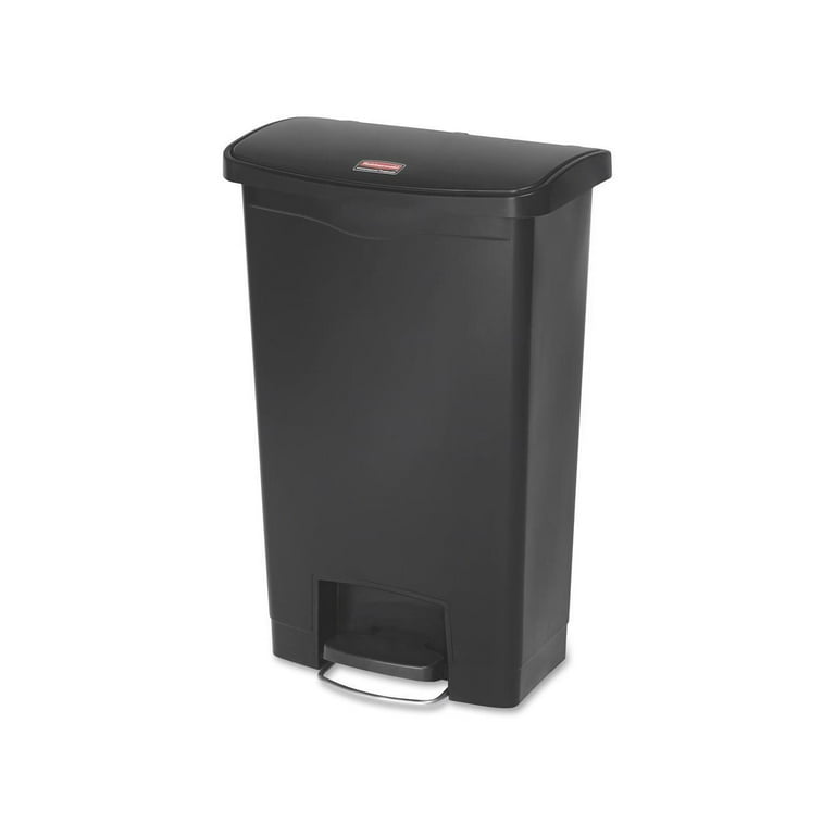 Slim Jim Streamline Resin Step-On Container, Front Step Style, 13 gal, Polyethylene, Black Slim Jim Streamline Resin Step-On Container, Front Step Style, 13 gal, Polyethylene, Black