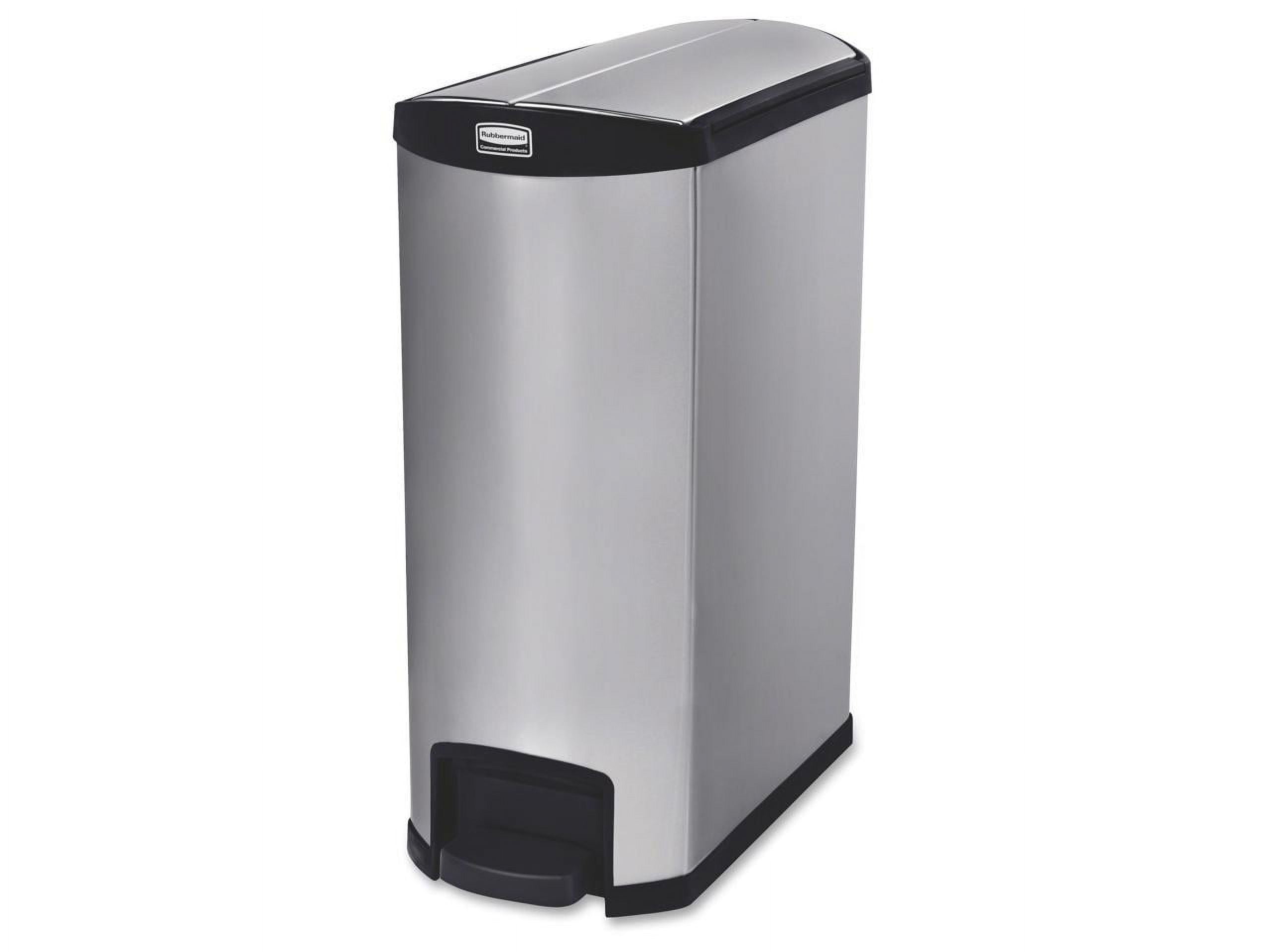 Rubbermaid Commercial Slim Jim Stainless Steel Step-On Container End Step Style