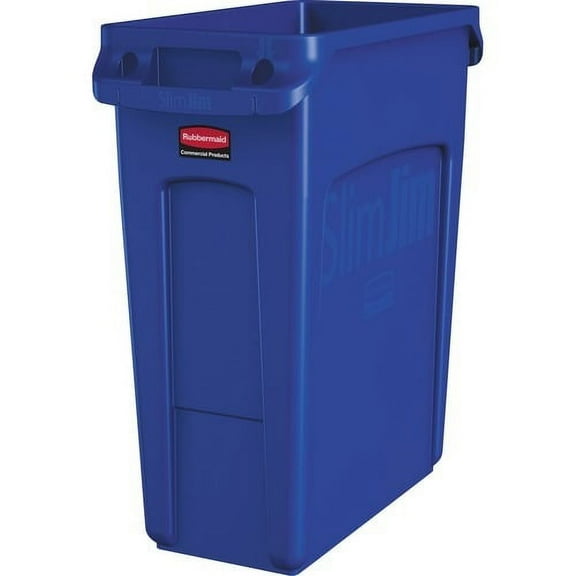 Rubbermaid Commercial Slim Jim Vented Container 16 gal Capacity - Rectangular - Chemical Resistant, Durable, Vented, Sturdy, Weather Resistant, Handle, Lightweight - 25" Height x 11" Width - Blue