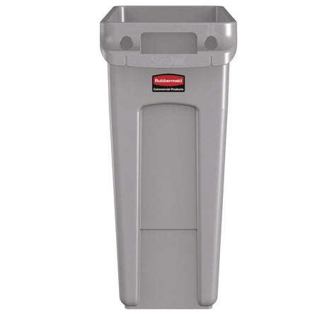 Rubbermaid Slim Jim Waste Container Handles Plastic 15.9gal Light Gry RCP1971258