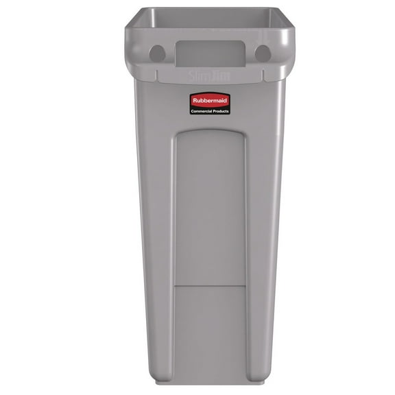 Rubbermaid Slim Jim Waste Container Handles Plastic 15.9gal Light Gry RCP1971258