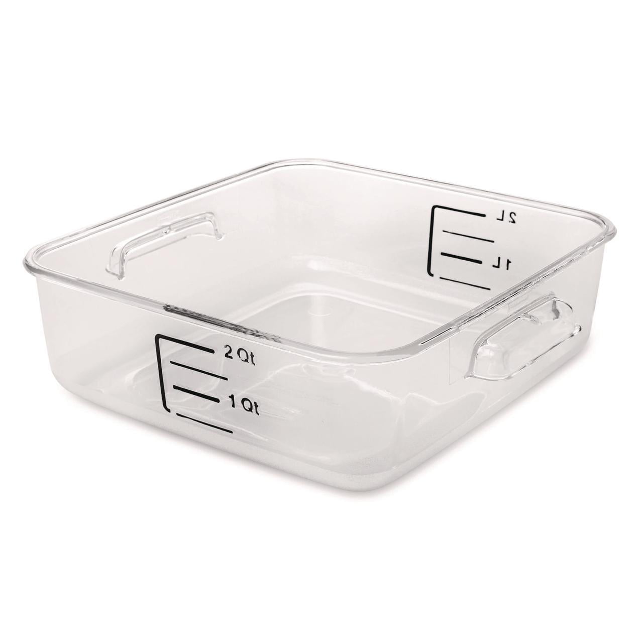 Rubbermaid Commercial SpaceSaver Square Containers, 2 qt, 8.8 x 8.75 x 2.7, Clear, Plastic