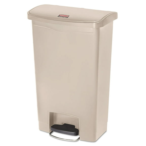 Rubbermaid Commercial Streamline Resin Step-On Container, Front Step Style, 13 gal, Polyethylene, Beige