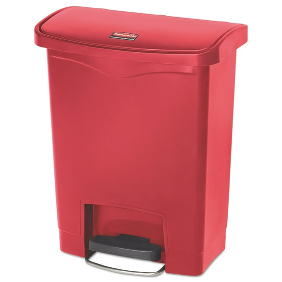 Rubbermaid Commercial Streamline Resin Step-On Container, Front Step Style, 8 gal, Polyethylene, Red