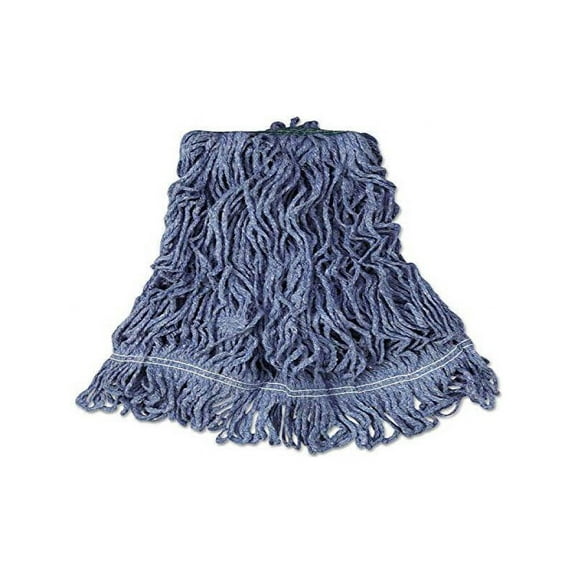 Rubbermaid Super Stitch Blend Mop Head, Medium, Cotton/Synthetic, Blue, 6/Carton