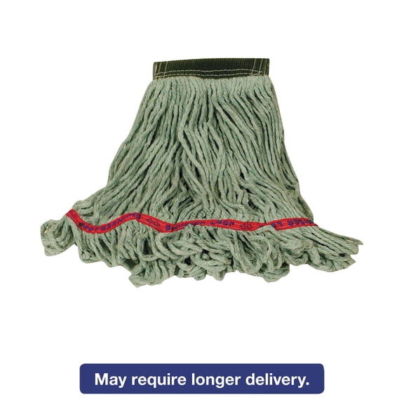 Rubbermaid Commercial Swinger Loop Wet Mop Heads, Cotton/Synthetic Blend, Green, Large, 6/Carton