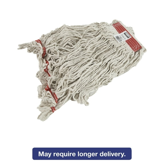 Rubbermaid Commercial Swinger Loop Wet Mop Heads, Cotton/Synthetic, White, Large, 6/Carton