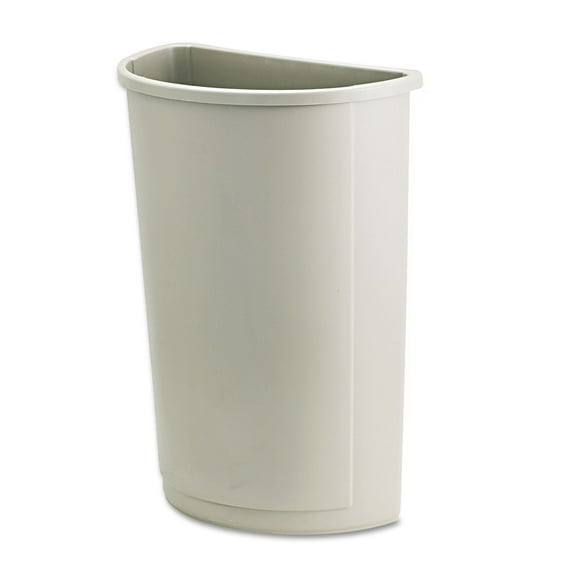 Rubbermaid Untouchable Waste Container Half-Round Plastic 21 gal Beige