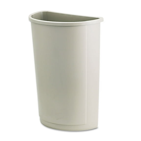 Rubbermaid Untouchable Waste Container Half-Round Plastic 21 gal Beige