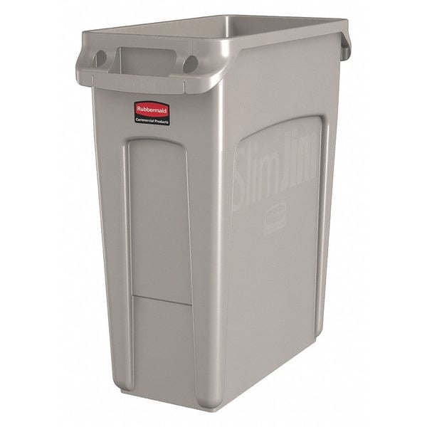 Beige 16-Gallon Plastic Pedal Trash Can for Outdoor Commercial Use