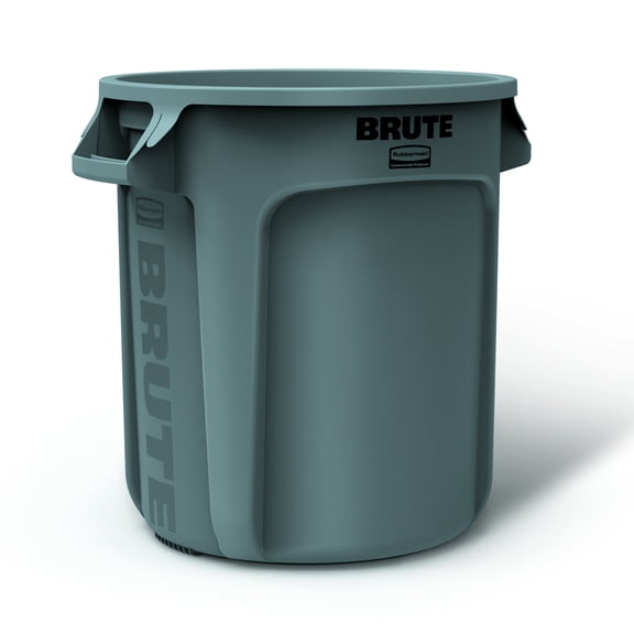 Rubbermaid Commercial Vented Round Brute Container, 10 gal, Plastic, Gray