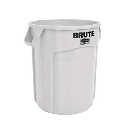Rubbermaid Commercial Vented Round Brute Container, 20 gal, Plastic, White